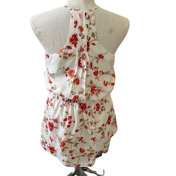 JOIE Halter Blouson Mini Dress Cream Red Floral Print M - Picture 6 of 11